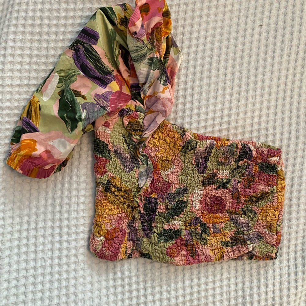 Zara Pink and Orange Textured Top